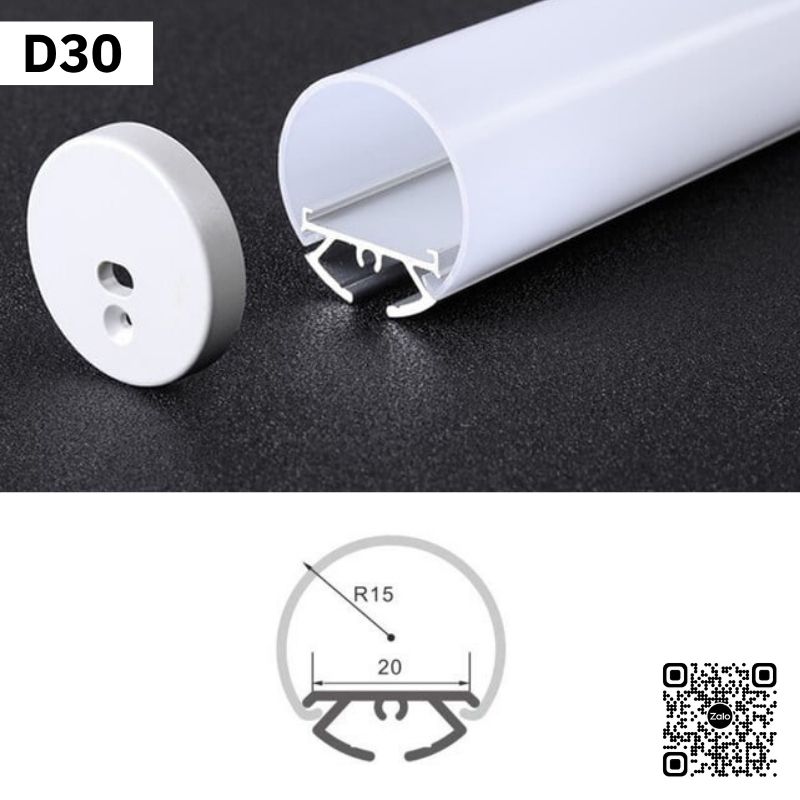 Thanh Nhôm Định Hình LED Tròn 2 Mét | D30